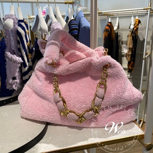 Wen英国代购5.4折Balmain女士粉色链条沙滩包 C24