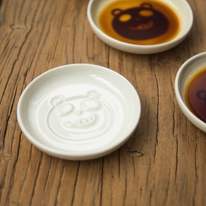 【K18】出口日本尾货酱油碟醋碟很有意思的卡通釉下彩陶瓷蘸料碟