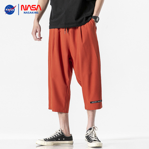 NASA联名日系复古休闲短裤男2024新款夏季薄款宽松运动七分裤潮牌