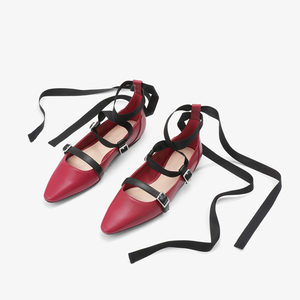 小ck鞋2020新款网红同款百搭仙女尖头芭蕾舞交叉绑带扣子平底单鞋