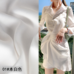 本白色光泽感醋酸缎面料连衣裙睡衣吊带裙设计仿真丝绸缎服装布料