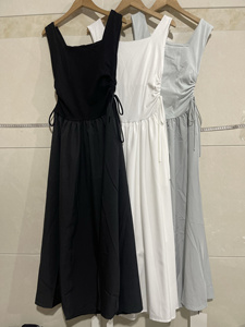 夏季新款法式赫本风纯色连衣裙女无袖坎肩背心气质及脚踝长裙8515
