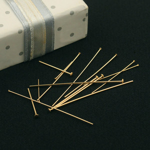 美国14K包金注金T针平头针吊珠子的针DIY针T头针收尾连接配件