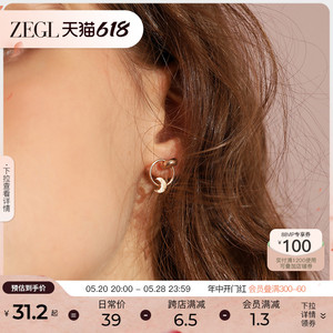 ZEGL星月耳环女不对称气质韩国个性耳坠简约小巧冷淡风耳钉耳饰品