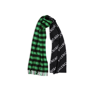 巴黎世家 Balenciaga 黑绿拼接 羊毛材质 围巾 围脖 697735