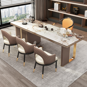 轻奢岩板茶台桌现代简约大板功夫泡茶桌套装一体办公室茶桌椅组合