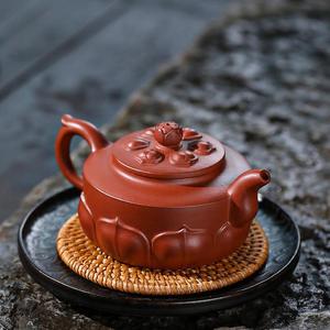 宜兴名家精品全手工紫砂茶壶原矿红泥佛莲泡茶壶工艺师制茶具