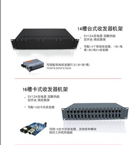 16槽光纤收发器机架箱 插卡式16台口光端机收发器机框/箱固定架