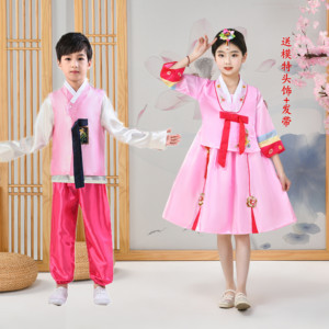 新款朝鲜服族男女童延吉宫廷礼服装改良韩服学生舞蹈服幼儿超仙夏