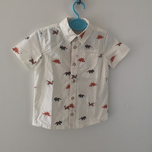 瑕疵特卖男童衬衫夏季新款法单恐龙刺绣儿童衬衣