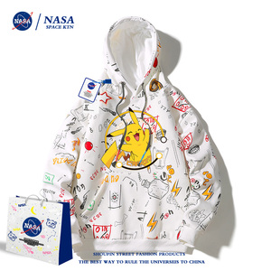 NASA联名皮卡丘卫衣男宽松2024新款精灵宝可梦连帽青少年学生外套