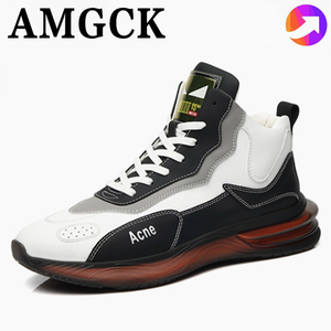 香港代购正品AMGCK真皮男鞋高级感中帮运动鞋男跑步鞋休闲皮鞋男
