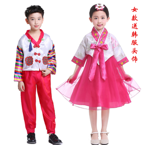 男女童民族风少儿韩式服饰古服幼儿民族舞蹈服白色韩服女款送头饰