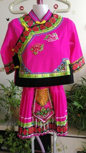 童装精品时尚甜美云南少数民族特色彜族哈尼族服装刺绣套装两件套