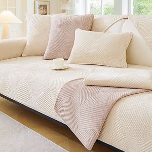 现代简约春夏新款毛绒沙发垫布艺防滑皮沙发套罩三人沙发通用盖布