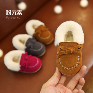 冬季女童婴儿棉鞋一岁软底学步鞋男宝宝鞋子1-3岁豆豆鞋加绒保暖2