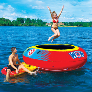 美国WOW水上充气蹦床跳床水上充气沙发娱乐休闲浮台漂流2人