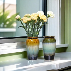 中式小号风陶瓷花瓶摆件客厅插花流釉干花鲜花装饰水培台面现代