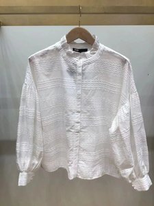 maje miss代购23秋冬新款女装法式花边领白色衬衫上衣MFPCM00493