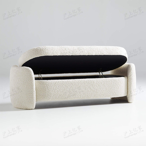 羊羔绒布艺床尾储物凳衣帽间奶油风换鞋长凳现代简约沙发凳收纳凳