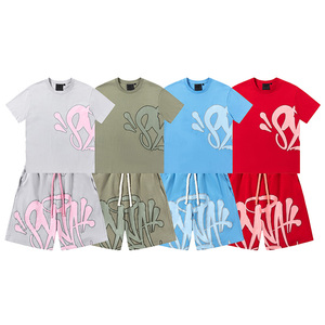美式潮牌SYNA WORLD短袖男女套装Drill风高街嘻哈ins夏季休闲短裤