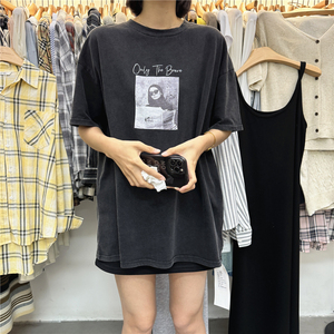 HELLO 韩国2024夏季新款宽松oversize欧美图案印花大版短袖T恤女