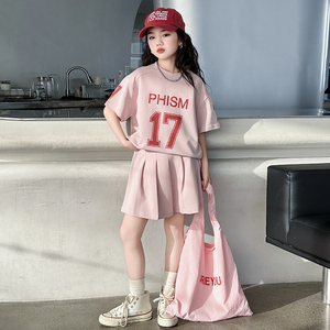 女童夏季运动套装2024新款大童洋气薄款夏装篮球服女孩短裙两件套