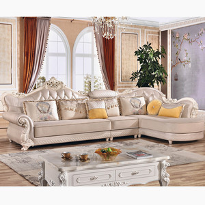 欧式沙发组合小户型客厅转角贵妃L型科技布免洗欧款雕花家具套装