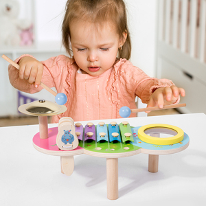 幼儿童启蒙早教多功能敲琴宝宝击鼓奥尔夫木质打击音乐台益智玩具