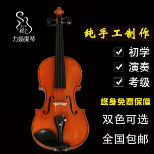 力扬纯手工实木小提琴专业级成人初学者儿童考级演奏级高档小提琴