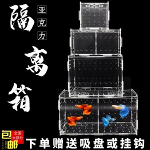 鱼缸水族箱孔雀鱼孵化箱产房繁殖箱透明亚克力隔离盒壁挂式吸盘式