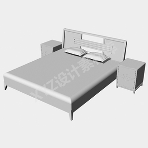 床和床头柜卧室床犀牛3D模型家具渲染Rhino/C4D/maya/max设计素材