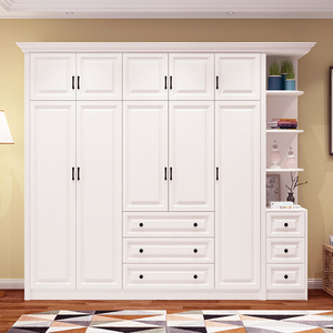 美式衣柜简约现代组装板式衣柜卧室整体衣柜平开门衣柜储物柜定制