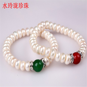 新款绿色红色礼物天然淡水珍珠女9至10时尚韩版玛瑙手链送妈妈款