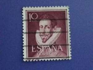 西班牙邮票1951年著名剧作家维加信销1枚，全场满18元包邮