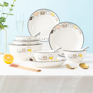 碗碟套装家用日式创意陶瓷饭碗菜盘网红大号面碗汤碗个性餐具组合