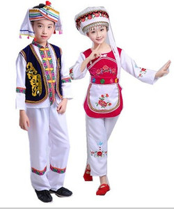 云南少数民族服装大理白族女童装少儿童舞蹈服饰学生舞台演出服装