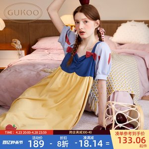 Gukoo/果壳睡裙夏女白雪公主女士睡衣公主风短袖睡裙家居服