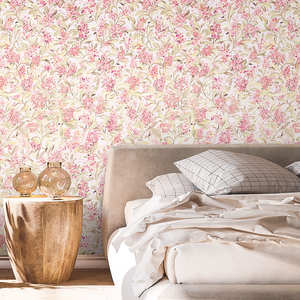 【韩国壁纸】LG新款墙纸 春天的颜色田园粉色花朵 卧室客厅背景墙