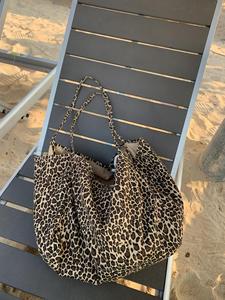 豹纹帆布包包女2024新款夏天小众设计感手提单肩大容量托特环保袋