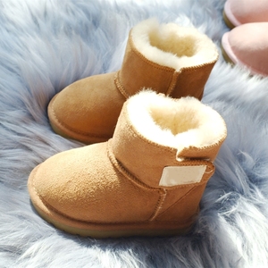 出口日本澳洲羊皮毛一体儿童雪地靴子男女童宝宝短靴棉鞋冬季加绒