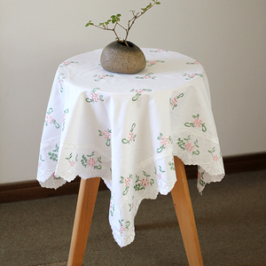 白色餐桌布棉田园长方形台布家用茶几桌布圆形正方形布艺小清新