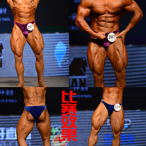韩国绒男子健身健美比赛三角裤头内裤奥赛款新款二分之一包臀C03