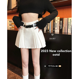 白色百褶裙女春季2024新款时尚高腰甜辣妹半身裙设计感A字短裙潮