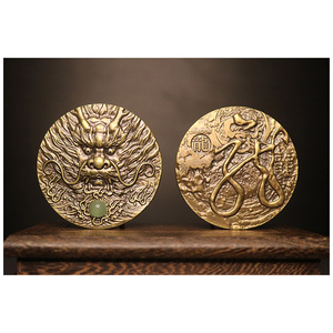 上海造币厂 十二生肖纪念章 罗永辉高浮雕纪念币 60mm 龙大铜章