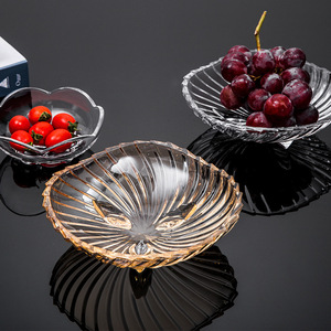 北欧小吃碟水晶玻璃家用水果盘创意个性零食盘点心盘果碗KTV酒吧