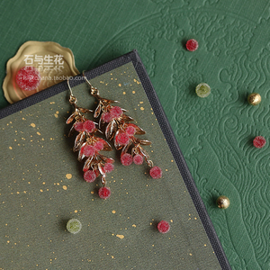 【红色霜果 】石与生花原创日本砂糖浆果珠耳环夹本命年