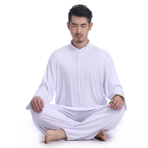 瑜伽服装2024春秋季新款男士瑜伽套装宽松白色大码印度禅服冥想