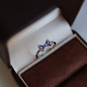 美绝了的蓝紫色！纯天然宝石坦桑石戒指！s925纯银戒可调节女礼物