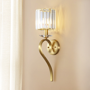 轻奢美式壁灯客厅全铜水晶法式主卧卧室床头灯高级感欧式新款灯具